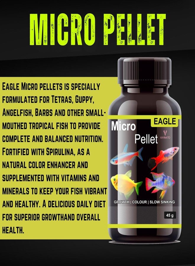 VAYINATO Eagle (Pack of 2 * 45g) Micro Pellet - Slow Sinking Fish Food | Tetras, Guppy, Angelfish, Barbs and Other Small Fish for Fast Growth & Color by Petzlifeworld - Image 4